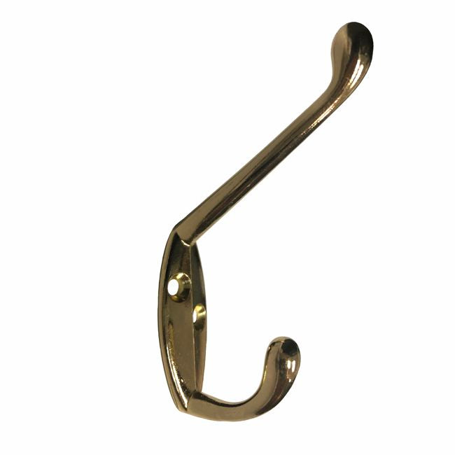 Straight Coat & Hat Hook, Polished Brass – Hardware Decor