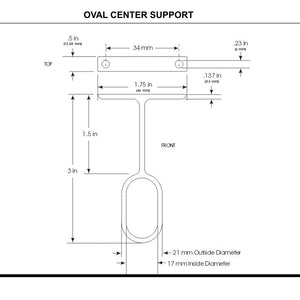 Oval Closet Rod Center Support, Satin Brass