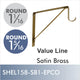 Satin Brass Shelf & Rod Bracket For Round Rod,  by EPCO, Value Line