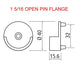 32mm Pinned Single Open Flange For 1 5/16 Dull Chrome Closet Rod