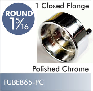 32mm Pinned Closed Socket Flange For 1 5/16 Polished Chrome Closet Rod