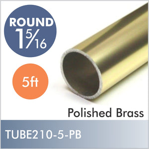 Aluminum 5ft 1-5-16" Diameter Rod, Polished Brass finish