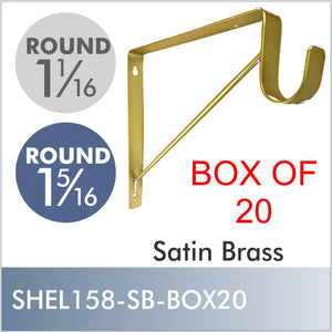 Box of 20 Satin Brass Shelf & Rod Bracket For Round Rod,  by EPCO 3 Inch Drop