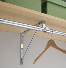 Satin Brass Shelf & Rod Bracket For Round Rod,  by EPCO, Value Line