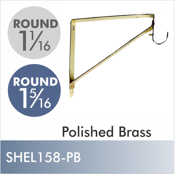 Decorative Bar Bracket - Polished Brass - 2 OD